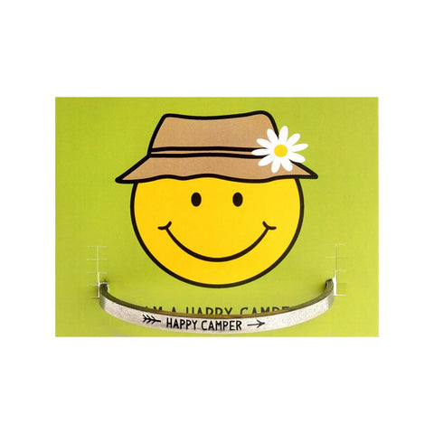 Made in USA Happy Camper Inspirational Pewter Cuff Bracelet – Brushed Finish – Whitney Howard Designs Whitney Howard Designs  Cuff Bracelets