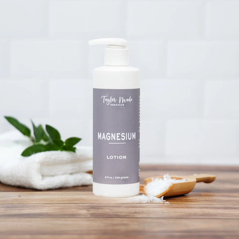 Magnesium Muscle Relief Lotion 8oz – Organic Hydrating Peppermint Formula | Taylor Made Organics Made in USA Taylor Made Organics  therapeutic lotion