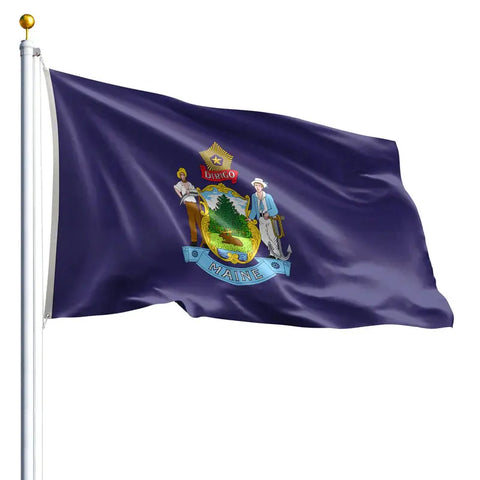 Maine State Flag Printed on Durable 200 Denier Nylon – UV Resistant Outdoor Banner | Made in USA Freedom Flag and Pole 