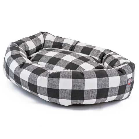 Majestic Pet Anderson Checkered Cotton Bagel Dog Bed – Cozy Plush | Made in USA Majestic Pet
