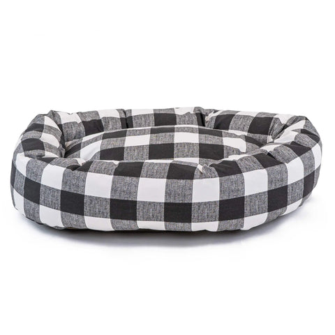 Majestic Pet Anderson Checkered Cotton Bagel Dog Bed – Cozy Plush | Made in USA Majestic Pet
