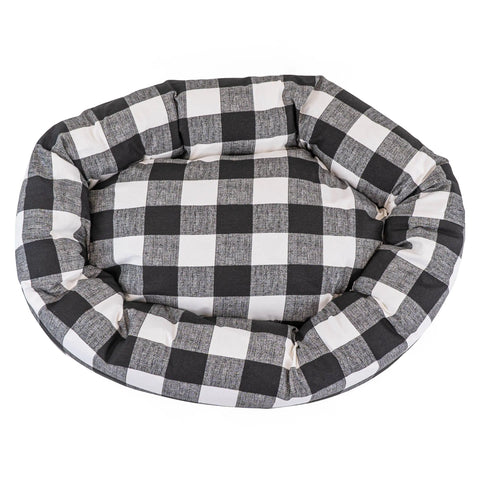 Majestic Pet Anderson Checkered Cotton Bagel Dog Bed – Cozy Plush | Made in USA Majestic Pet