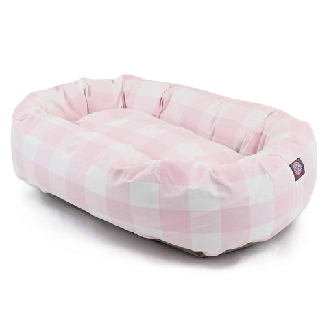 Majestic Pet Anderson Checkered Cotton Bagel Dog Bed – Cozy Plush | Made in USA Majestic Pet