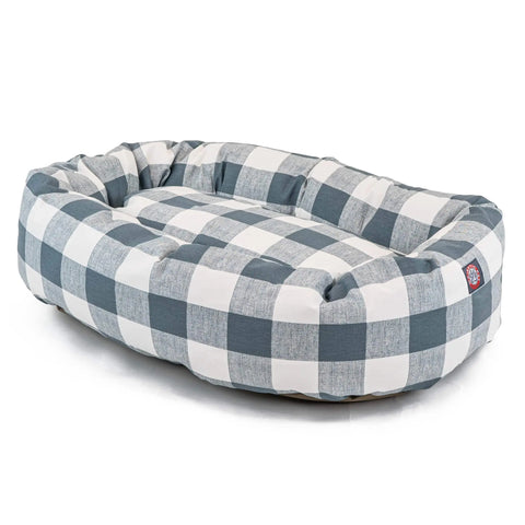 Majestic Pet Anderson Checkered Cotton Bagel Dog Bed – Cozy Plush | Made in USA Majestic Pet