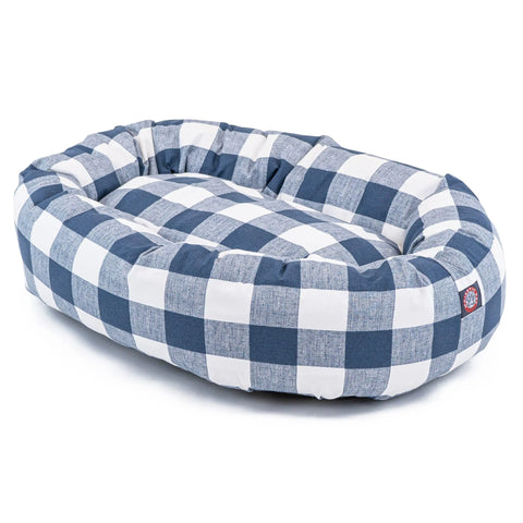 Majestic Pet Anderson Checkered Cotton Bagel Dog Bed – Cozy Plush | Made in USA Majestic Pet