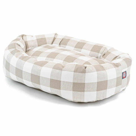 Majestic Pet Anderson Checkered Cotton Bagel Dog Bed – Cozy Plush | Made in USA Majestic Pet