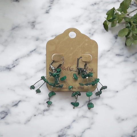 Malachite Stone Firework Dangle Earrings – Hypoallergenic Leverback Jewelry | Made in USA by Ciao Bella Michelle Marie Boutique  Earrings