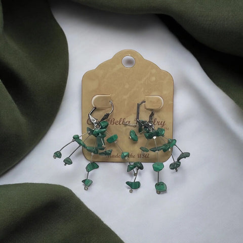 Malachite Stone Firework Dangle Earrings – Hypoallergenic Leverback Jewelry | Made in USA by Ciao Bella Michelle Marie Boutique  Earrings