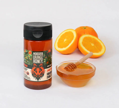 Mandarin Orange Infused Raw Honey 12oz – All-Natural Sweetener for BBQ & Desserts | Made in USA Honey Badgers Bee Farm  Flavoried Honey