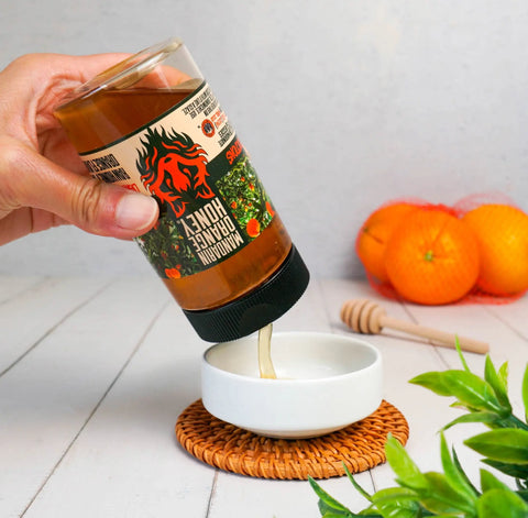 Mandarin Orange Infused Raw Honey 12oz – All-Natural Sweetener for BBQ & Desserts | Made in USA Honey Badgers Bee Farm  Flavoried Honey