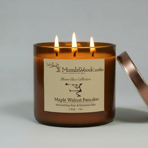 Maple Walnut Pancakes Scented Soy Candle 17oz – 3 Wick Premium Home Fragrance | Made in USA MorninWood Candles  3 Wick Candle