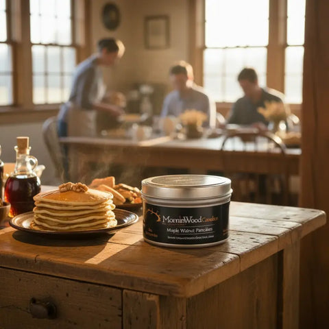 Maple Walnut Pancakes Scented Soy Candle Tin – 7oz | Handcrafted Home Fragrance | Made in USA MorninWood Candles  Candles