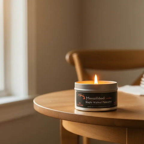 Maple Walnut Pancakes Scented Soy Candle Tin – 7oz | Handcrafted Home Fragrance | Made in USA MorninWood Candles  Candles