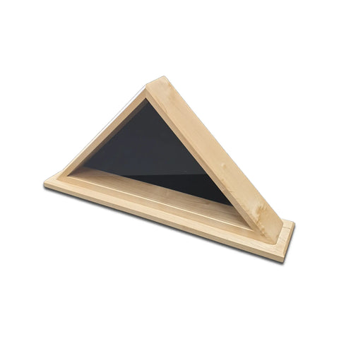 The Maple 4x6 Flag Display Case by Legacies of America Woodworking Company features a glass front, light wood finish, and matching base—a Veteran Built showcase for an American Flag.