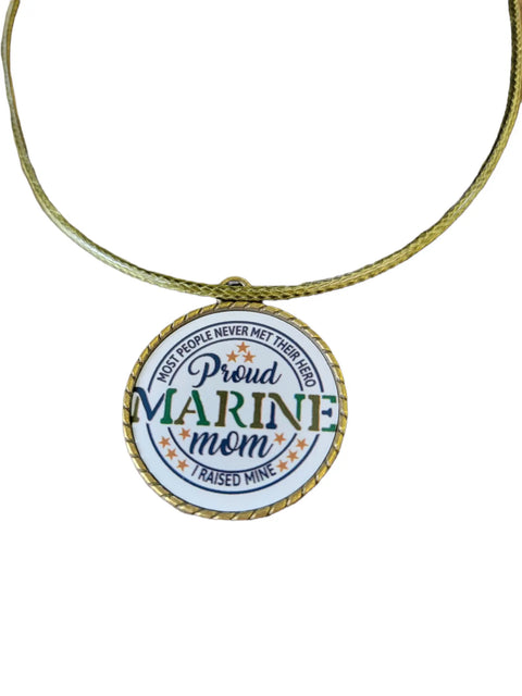 Marine Corp Proud Mom Pendant Necklace Michelle Marie Boutique  Necklace