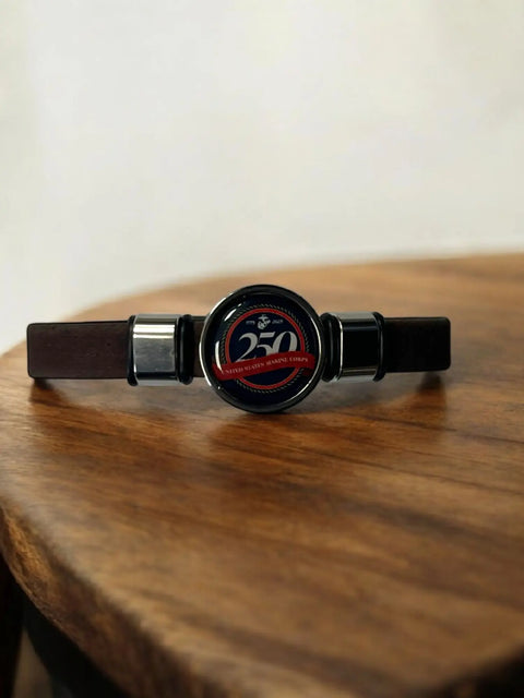 Marine Corps 250th Anniversary Braided Leather Bracelet – Handmade Adjustable Black Band | Made in USA Michelle Marie Boutique  Bracelets