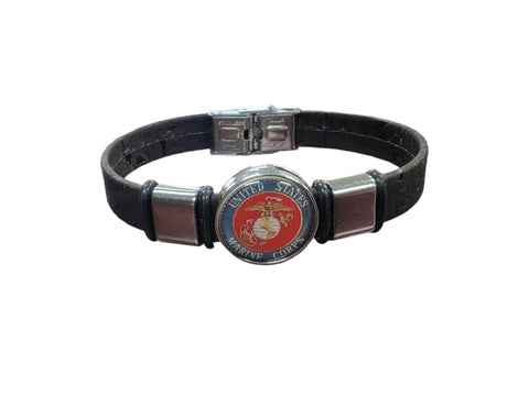 Marine Corps Black Cork Bracelet - Officially Licensed Military Accessories Michelle Marie Boutique  Bracelets