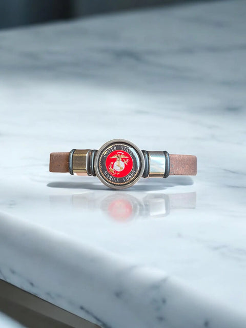 Marine Corps Black Cork Bracelet - Officially Licensed Military Accessories Michelle Marie Boutique  Bracelets