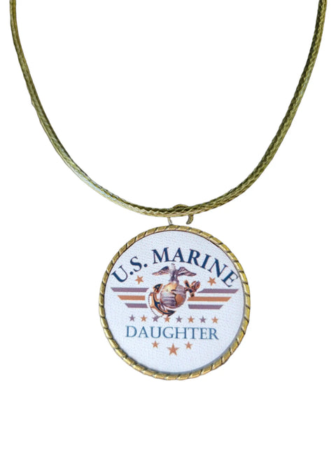Marine Corps Daughter Pendant Necklace – Adjustable 18-22 Inch Chain | Made in USA Gift Jewelry Michelle Marie Boutique  Necklace
