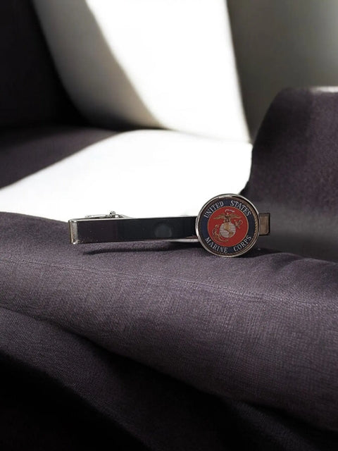 Marine Corps Emblem Tie Bar – Silver Tone Military Accessory for Marines | Made in USA Durable Design Michelle Marie Boutique 