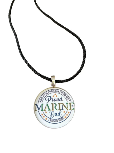Marine Corps Proud Dad Pendant Necklace 1.25 Inch – Adjustable Chain 18 to 22 Inch | Made in USA Michelle Marie Boutique  Necklace