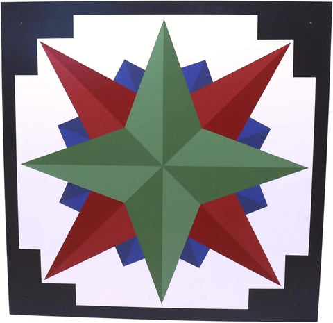 Mariner's Compass Barn Quilt Wall Art 3/8 Inch Thick Hand-Painted Wood Sign – Rustic Outdoor Decor | Made in USA Amish Toy Box  Lawn & Patio