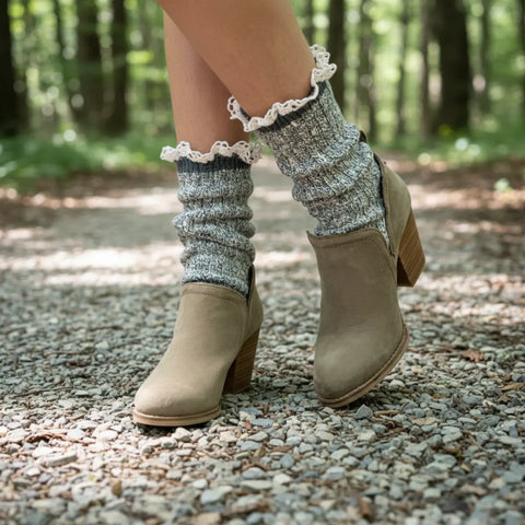 Marled Cotton Lace Cuff Boot Socks – Women’s Size 6-10 | Made in USA Catherine Cole  socks