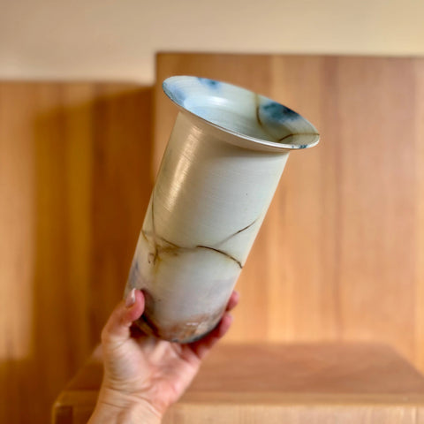 Martian Illusion 3 | Handmade Porcelain Decorative Vase 4.5 Inch Wide Rim – Saggar-Fired Ceramic Dry Flower Holder | Made in USA All Muddy 