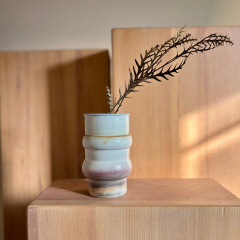 Martian Illusion 5 | Handcrafted Porcelain Vase 5 3/4 Inch – Saggar-Fired Decorative Vase With Kintsugi Rim | Made in USA All Muddy 