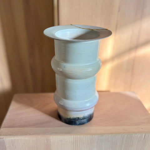 Martian Illusion 6 | Handmade Porcelain Vase 7.75 Inch – Kintsugi Inspired Golden Rim – Decorative Ceramic Accent | Made in USA All Muddy 