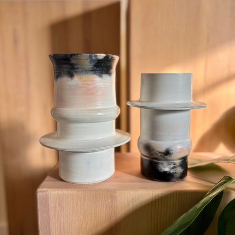 Martian Illusion 7 | Porcelain Vase 6.5 Inch Height – Saggar-Fired Minimalist Decor | Made in USA All Muddy 