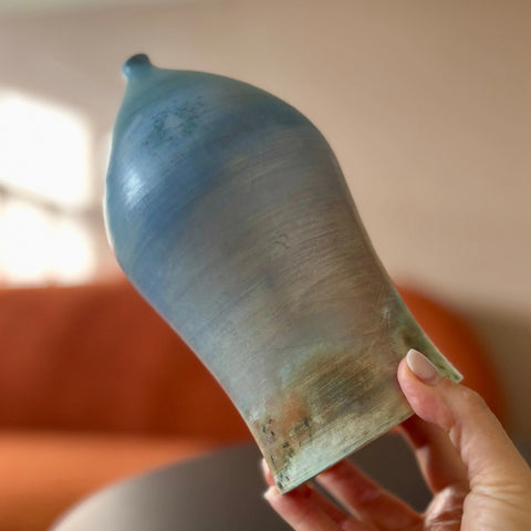 Martian Sunset 1 | Handmade Porcelain Decorative Vase 8.25 Inch Saggar-Fired Art Piece – Earthy Hues by Hillit Wahlberg | Made in USA All Muddy 