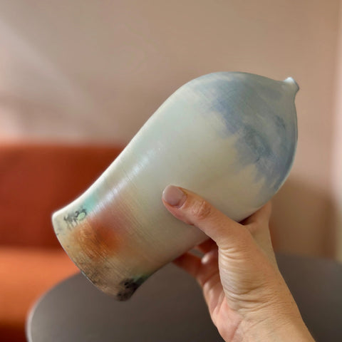 Martian Sunset 3 | Handcrafted Porcelain Vase 8 Inch Saggar-Fired Minimalist Home Decor – By Hillit Wahlberg | Made in USA All Muddy 