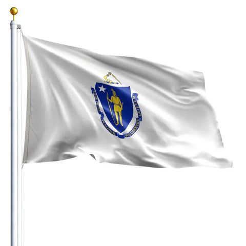 Massachusetts State Flag 3x5 ft – UV-Resistant Outdoor Nylon with SolarGuard Dyes | Made in USA Freedom Flag and Pole 