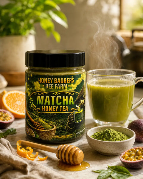 Matcha Green Honey Tea Blend – Natural Infused Drink Mix | Made in USA Brooksville, Florida Honey Badgers Bee Farm  All natural Tea
