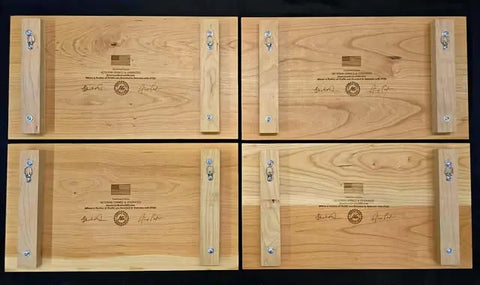 Medium Cherry Hardwood American Flag Wall Decor – 10.25 x 18.875 Inch Laser Engraved | Made in USA American Grains LLC 
