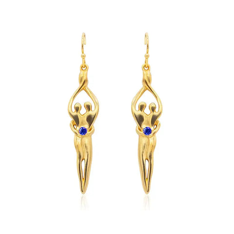 Medium Soulmate Dangle Earrings – 1.5 Inch Sterling Silver With 14kt Gold Overlay | Made in USA Symbol of Love Jewelry