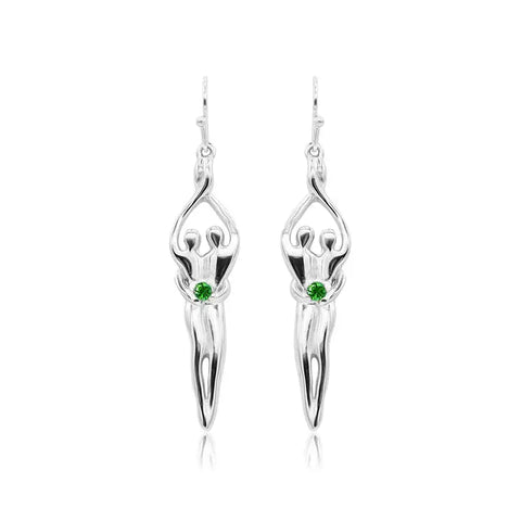 Medium Soulmate Earrings 1.5 Inch – .925 Sterling Silver With Clear Cubic Zirconia | Made in USA Symbol of Love Jewelry