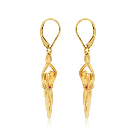 Medium Soulmate Earrings – 1.75 Inch .925 Sterling Silver with 14kt Gold Overlay | Made in USA Symbol of Love Jewelry