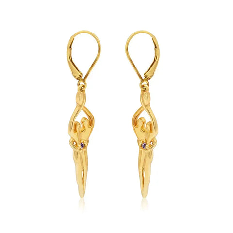 Medium Soulmate Earrings – 1.75 Inch .925 Sterling Silver with 14kt Gold Overlay | Made in USA Symbol of Love Jewelry