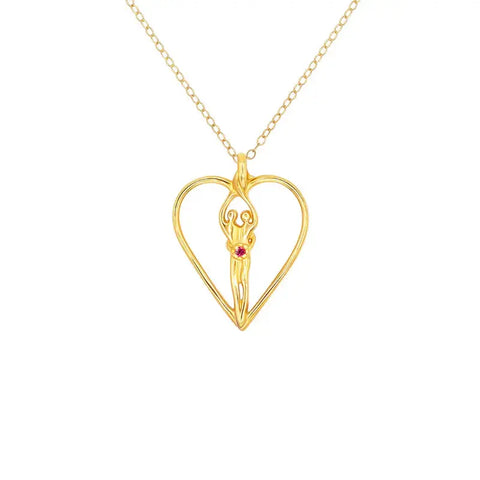 Medium Soulmate Heart Necklace – 14kt Gold Overlay Sterling Silver 18 Inch Chain | Made in USA Symbol of Love Jewelry