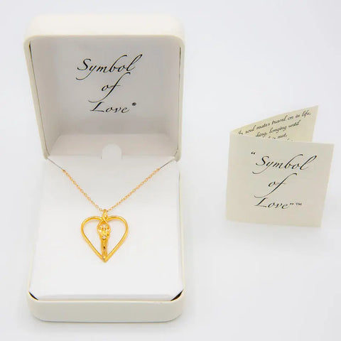 Medium Soulmate Heart Necklace – 14kt Gold Overlay Sterling Silver 18 Inch Chain | Made in USA Symbol of Love Jewelry