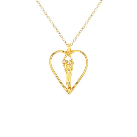 Medium Soulmate Heart Necklace – 14kt Gold Overlay Sterling Silver 18 Inch Chain | Made in USA Symbol of Love Jewelry