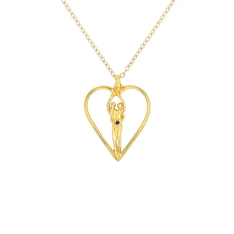 Medium Soulmate Heart Necklace – 14kt Gold Overlay Sterling Silver 18 Inch Chain | Made in USA Symbol of Love Jewelry