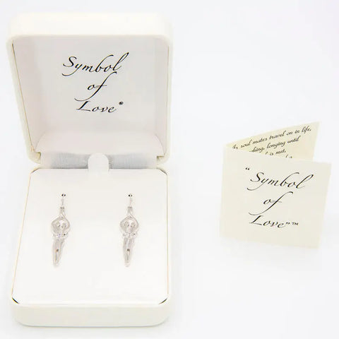 Medium Sterling Silver Soulmate Earrings 1.5 Inch – Sapphire Cubic Zirconia | Made in USA Symbol of Love Jewelry