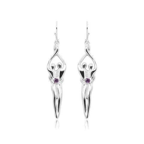 Medium Sterling Silver Soulmate Earrings 1.5 Inch – Sapphire Cubic Zirconia | Made in USA Symbol of Love Jewelry