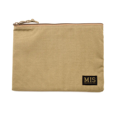 The MIS Tool Pouch M in Coyote Tan is made from durable Dupont Cordura Nylon, features a knotted zipper pull and “MIS Made in USA” patch—ideal as a water-resistant tablet case.
