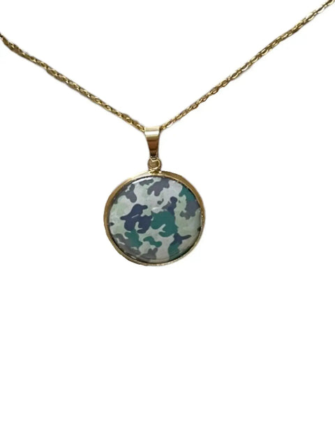 Chain With Camo Pendant - Unique & Edgy | Fashionable Men's Necklace Michelle Marie Boutique  Necklace