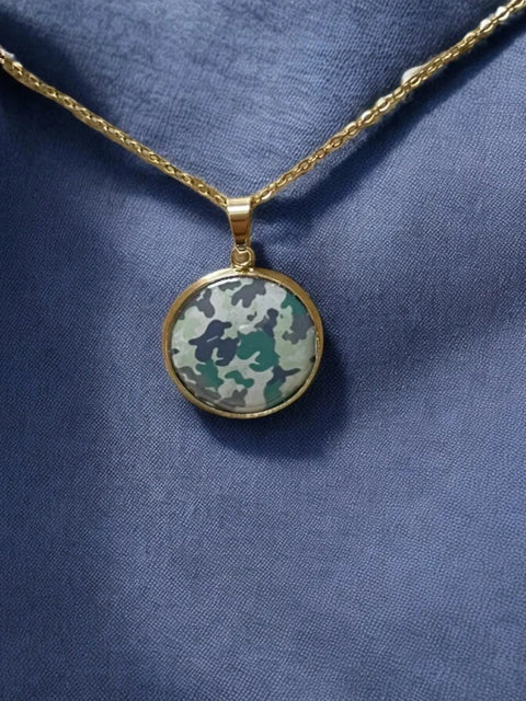 Chain With Camo Pendant - Unique & Edgy | Fashionable Men's Necklace Michelle Marie Boutique  Necklace