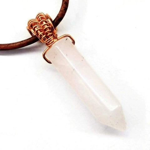 Men's Handmade Wire Wrapped Gemstone Crystal Pendant Necklace – Rustic Leather Cord | Made in USA Alexa Martha Designs  Leather Necklace